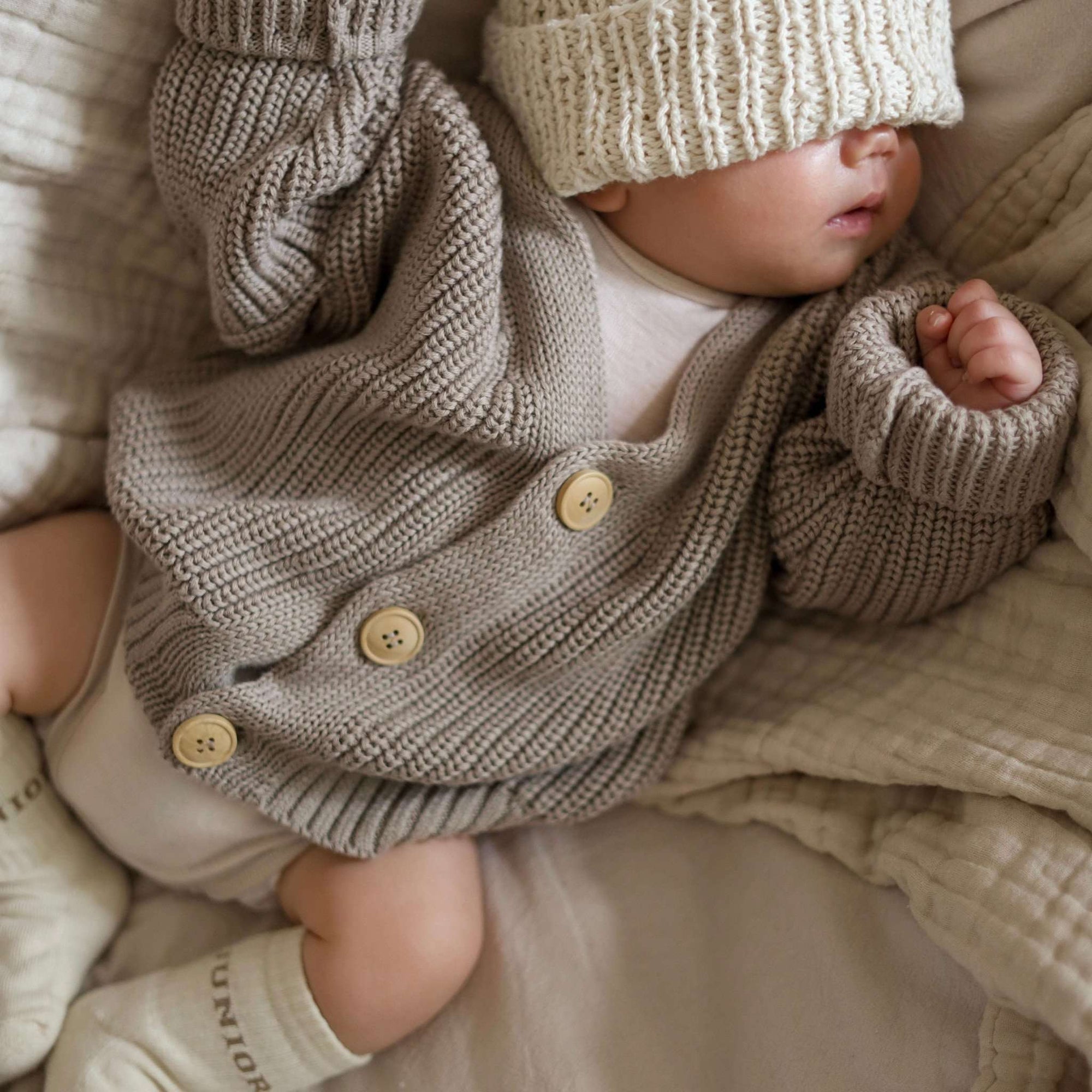 Organic Knit Cardigan - Caramel - SALE
