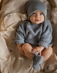 Organic Oversize Knit Pulli - Dusty Blue
