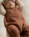 Organic Knit Dungarees - Walnut - S A L E