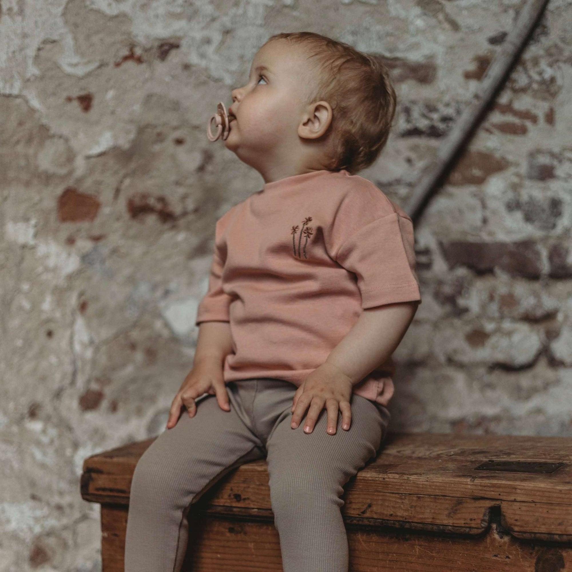 Organic Oversize Shirt - Dusty Rose Flower - SALE