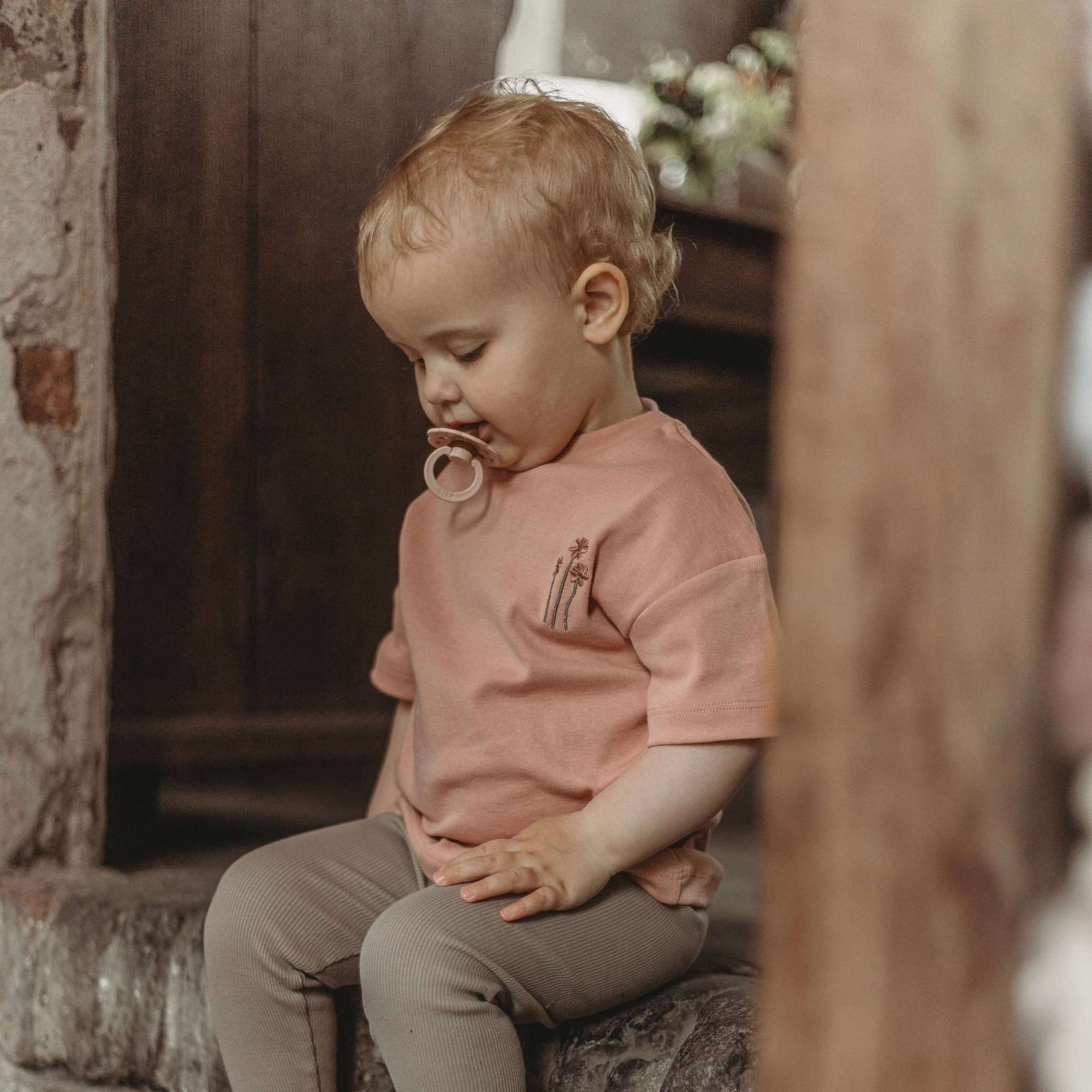 Organic Oversize Shirt - Dusty Rose Flower - SALE