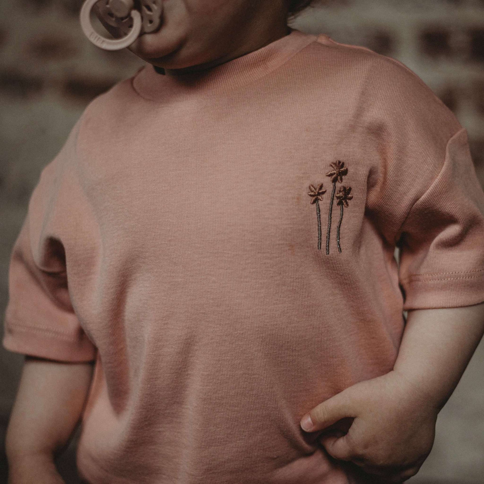 Organic Oversize Shirt - Dusty Rose Flower - SALE