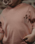 Organic Oversize Shirt - Dusty Rose Flower - SALE