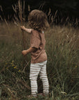 Organic Rib Leggings - Caramel Striped