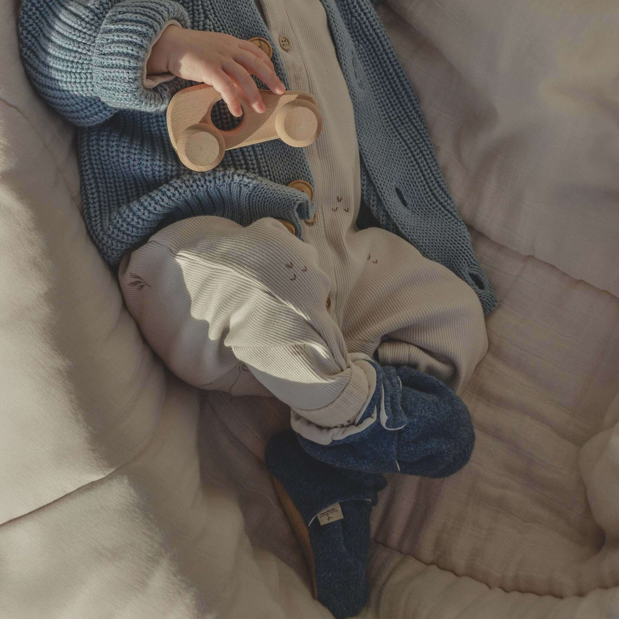 Organic Fleece Booties - Blue Melange - SALE