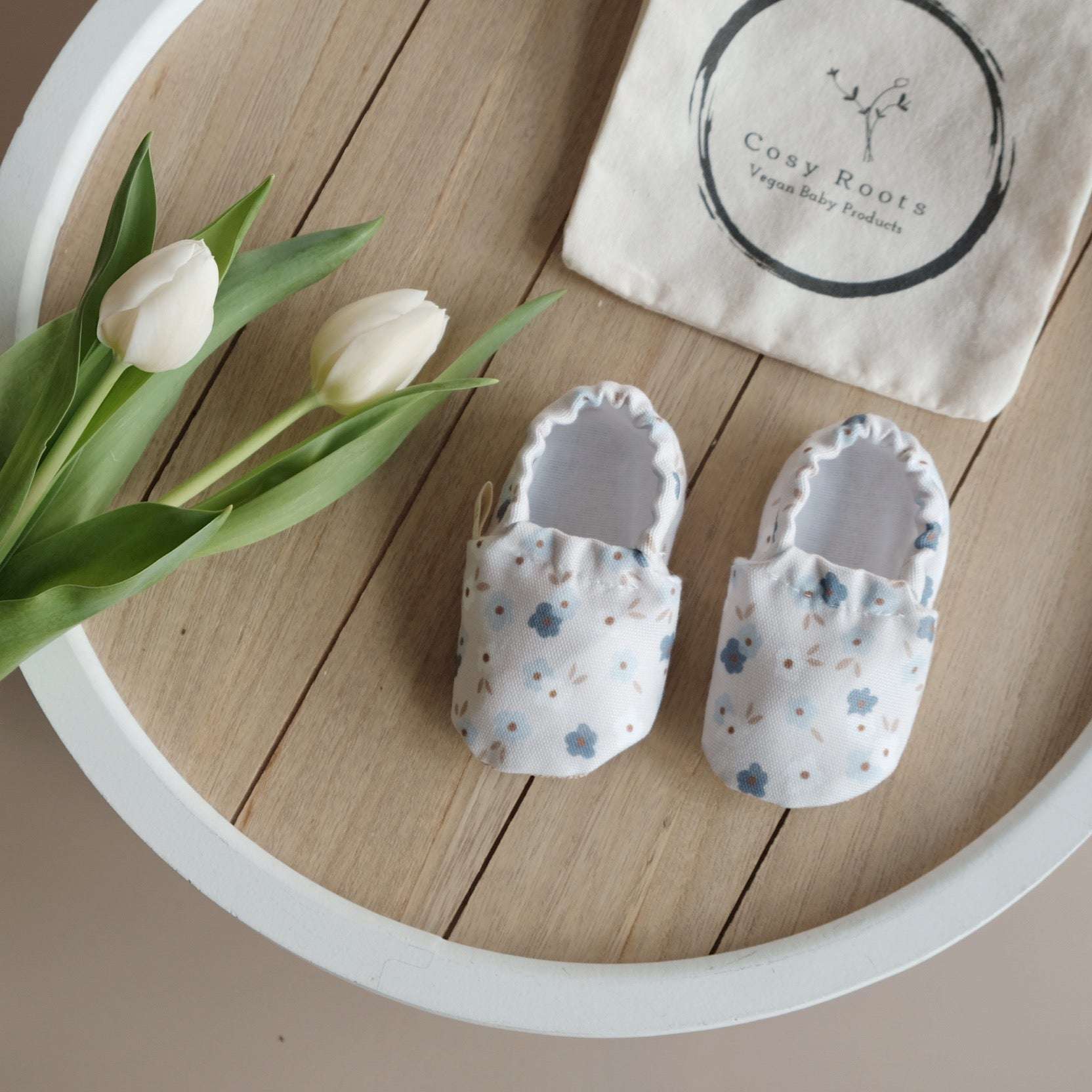 Vegan Shoes - Blue Flowers