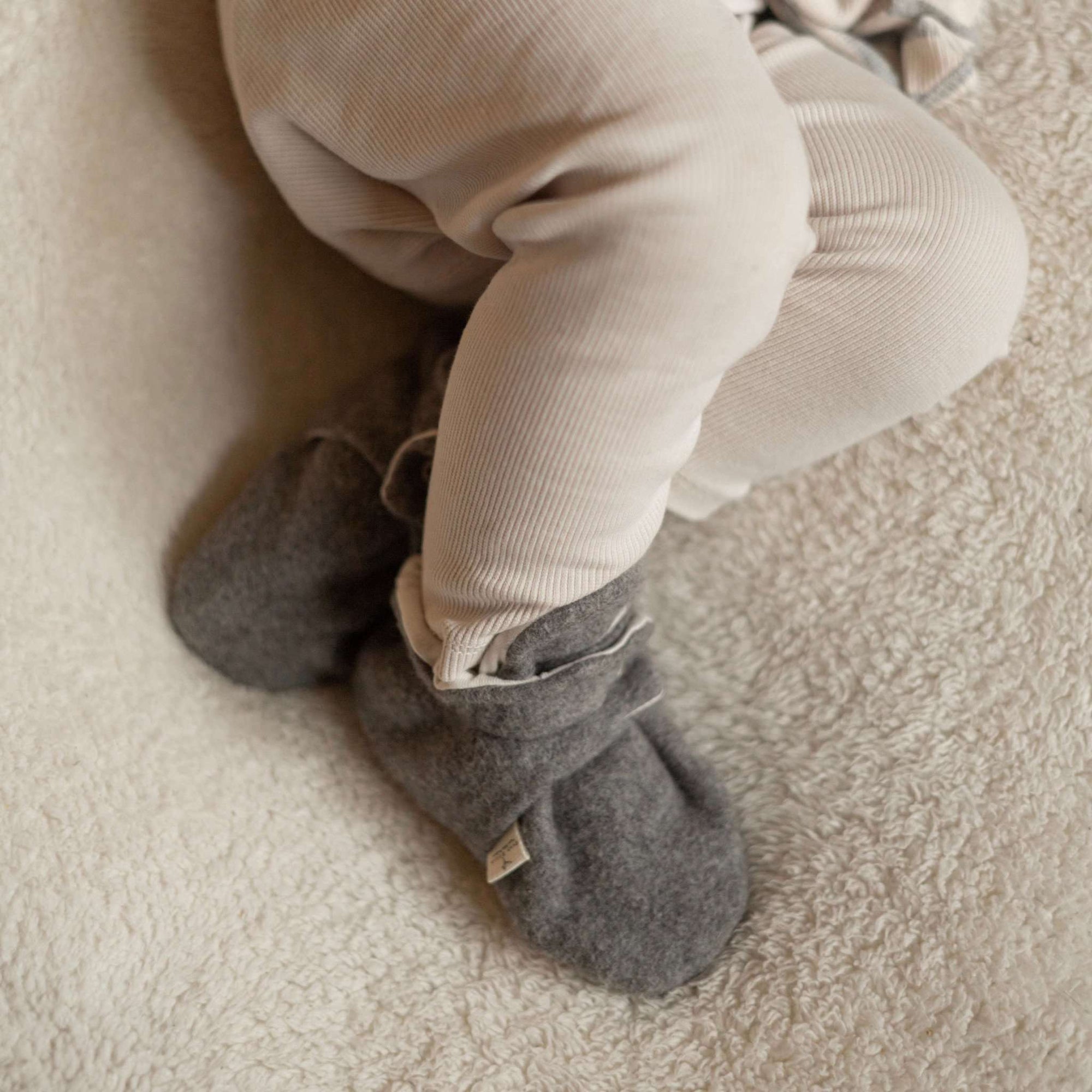 Organic Fleece Booties - Dark Grey Melange - SALE