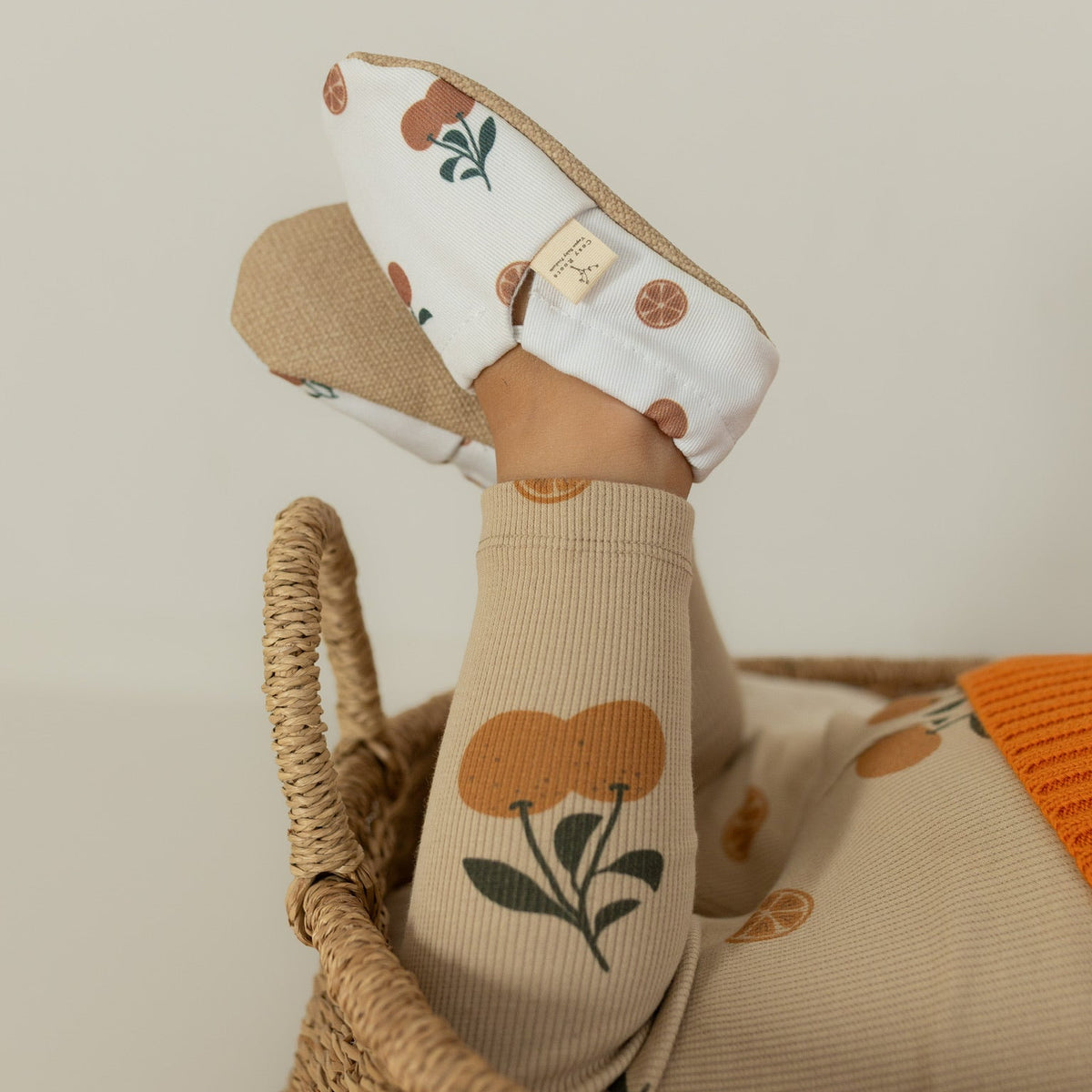 GOTS Organic Rib Leggings - Little Orange