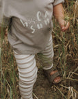 Organic Rib Leggings - Caramel Striped