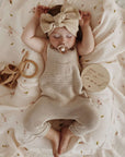 Organic Knit Dungarees - Sand - SALE