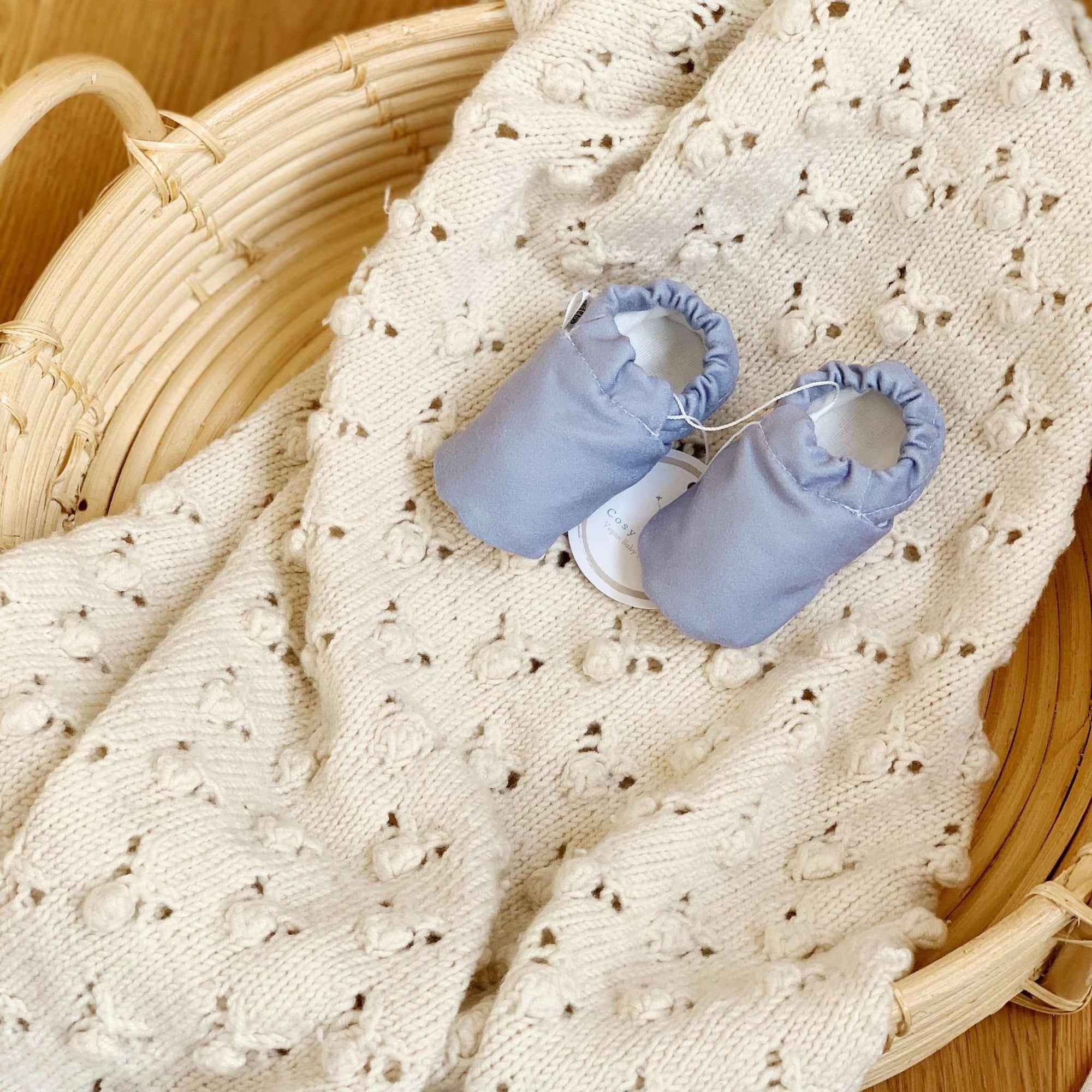 Vegan Newborn Shoes - Light Blue - S A L E (Size 17)