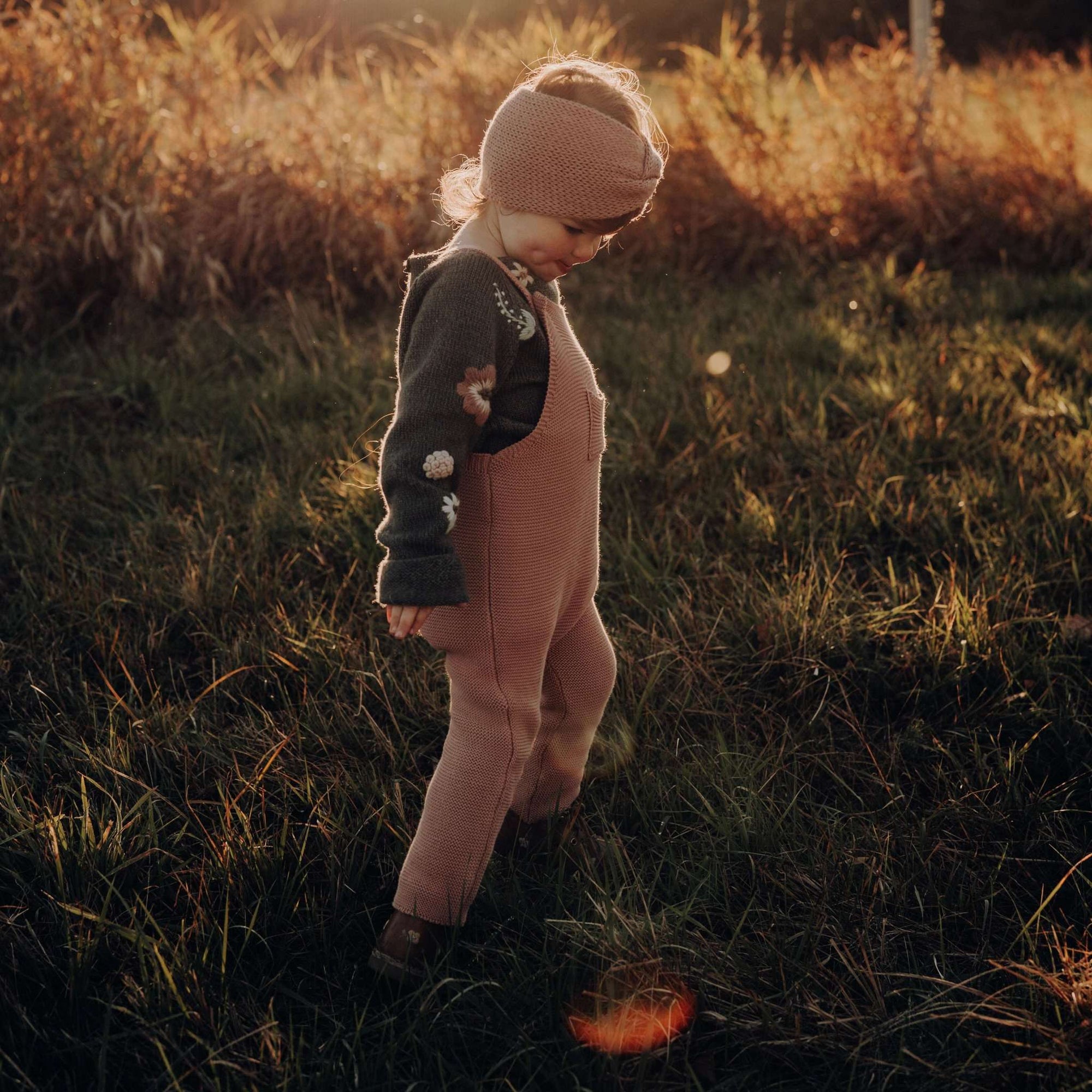 Organic Knit Dungarees - Dusty Rose - SALE