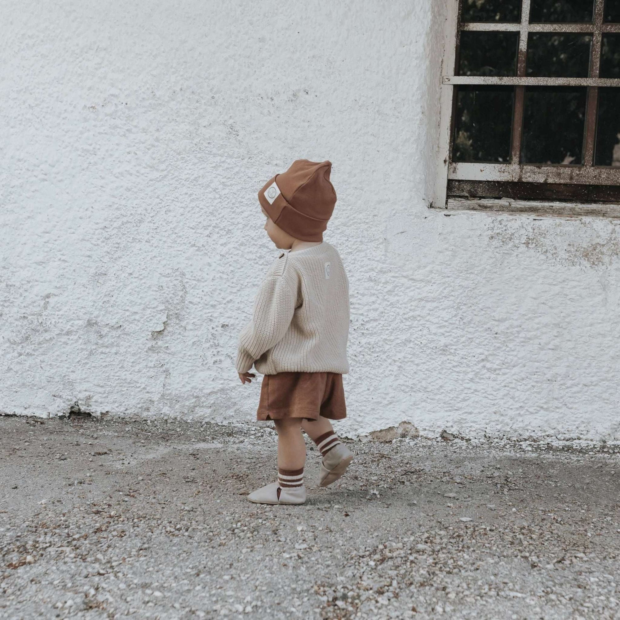 Organic Rib Beanie - Walnut - S A L E
