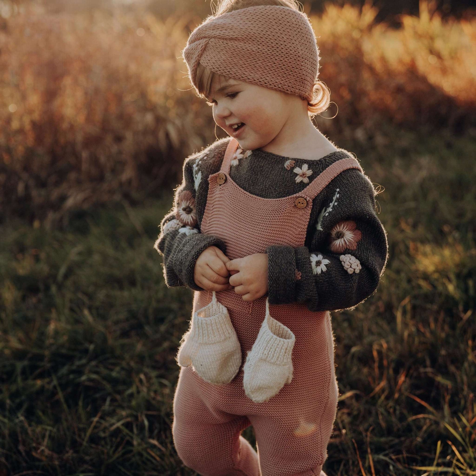 Organic Knit Dungarees - Dusty Rose - SALE