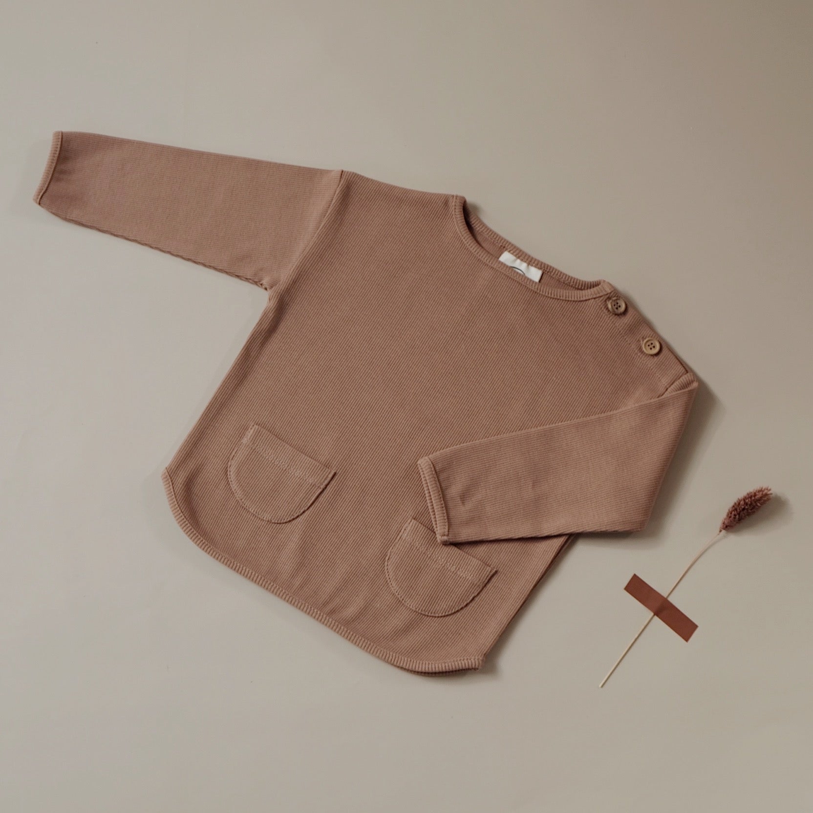 Organic Rib Sweatshirt - Walnut- S A L E